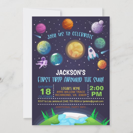 宇宙第1誕生日招待状- First Trip 招待状 (正面)