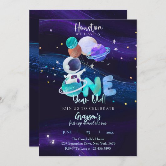 宇宙第1誕生日銀河系宇宙招待状 招待状 (正面/裏面)