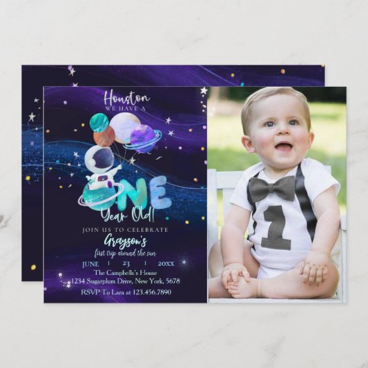 宇宙第1誕生日銀河系宇宙招待状 招待状 (正面/裏面)