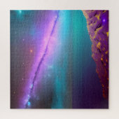 宇宙紫色の彗星が惑星の上空を横切って飛ぶ ジグソーパズル (縦)