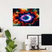 宇宙紫色の銀河の赤オレンジブルー星火災 ポスター (ホームオフィス)