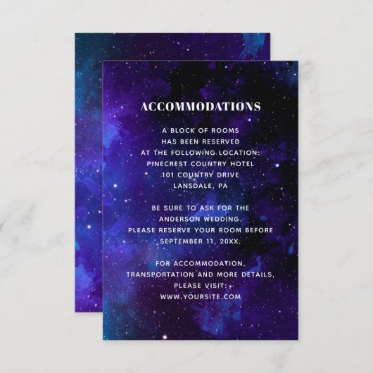 宇宙結婚の宿泊施設夜星。モダン エンクロージャーカード (正面/裏面)