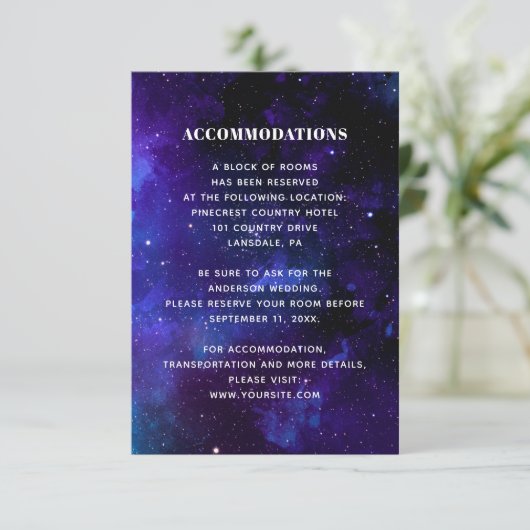 宇宙結婚の宿泊施設夜星。モダン エンクロージャーカード (スタンド正面)