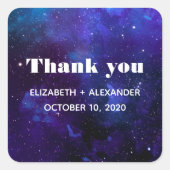 宇宙結婚の感謝していお前。水色ネイビー夜 スクエアシール (正面)