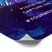 宇宙結婚の。夜星。ネイビーインスタグラムのハッシュタグ ポスター (角)