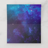 宇宙結婚の。夜星。ネイビーモダン銀河系 プレイスカード (内部開封)