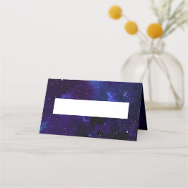 宇宙結婚の。夜星。ネイビーモダン銀河系 プレイスカード