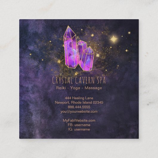 *~*宇宙結晶金ゴールドグリッター星と星塵 スクエア名刺 (裏面)