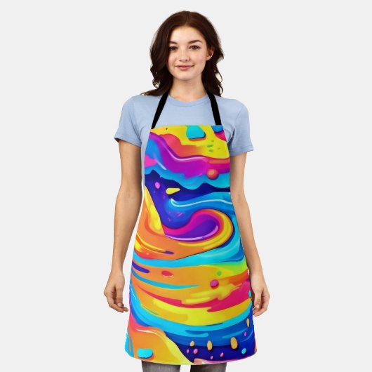 宇宙絵を描渦 エプロン (着用した状態)