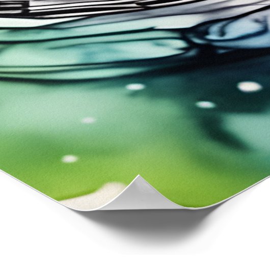 宇宙絵画猫芸術宇宙飛行士キャットデジタルアート ポスター (角)