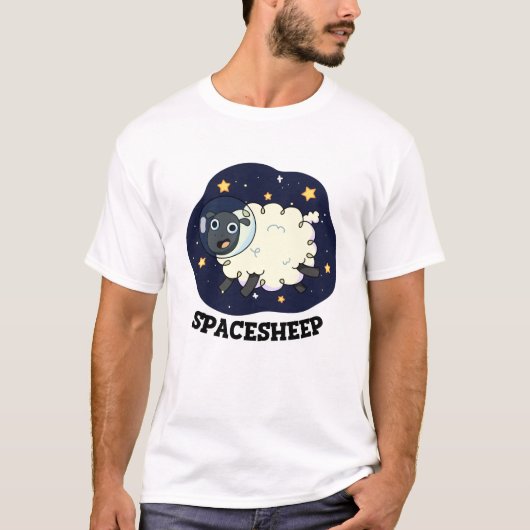 宇宙羊おもしろい宇宙飛行士プン Tシャツ (正面)
