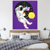 宇宙背景宇宙飛行士 キャンバスプリント (インサイチュ (寝室))