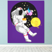 宇宙背景宇宙飛行士 キャンバスプリント (インサイチュ (ウッドフロア))