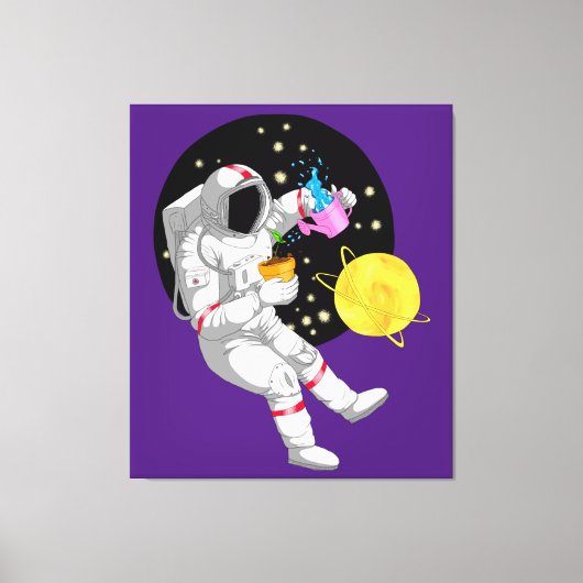 宇宙背景宇宙飛行士 キャンバスプリント (正面)