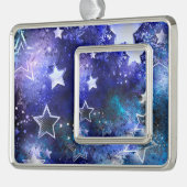 宇宙背景（星） シルバープレートフレームオーナメント (左)