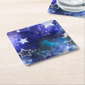 宇宙背景（星） スクエアペーパーコースター (アングル)
