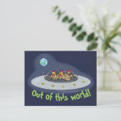 宇宙船おもしろい漫画はがき中の鶏 ポストカード (スタンド正面)