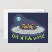 宇宙船おもしろい漫画はがき中の鶏 ポストカード (正面/裏面)