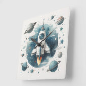 宇宙船おもちゃ スクエア壁時計 (傾斜)