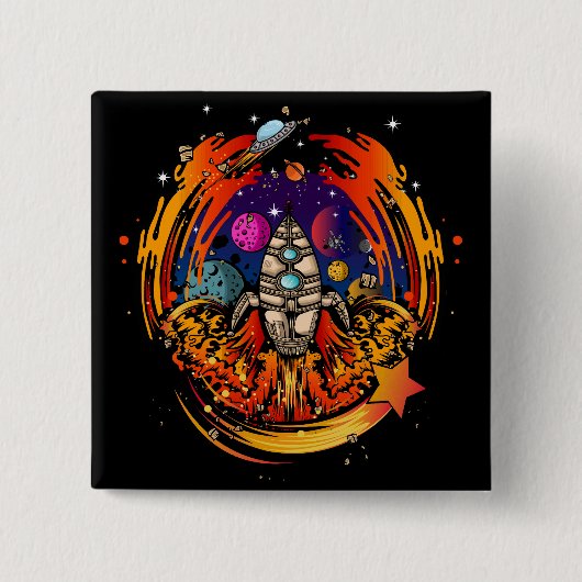 宇宙船から爆発させる 缶バッジ (正面)
