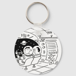 宇宙船で郵便物を受け取る宇宙飛行士。面白い キーホルダー