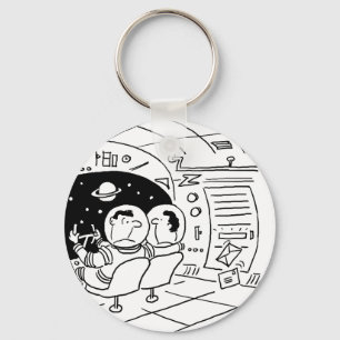 宇宙船で郵便物を受け取る宇宙飛行士。面白い キーホルダー