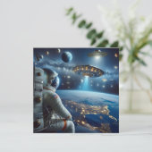 宇宙船と宇宙飛行士が広大な宇宙に カード (スタンド正面)