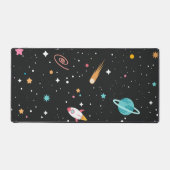 宇宙船と惑星が黒に デスクマット (正面)