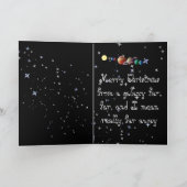 宇宙船と惑星のエイリアン付きクリスマスカード シーズンカード (内部)