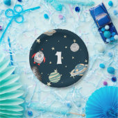 宇宙船と惑星ファースト誕生日銀河系 ペーパープレート (パーティー)