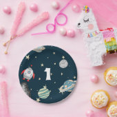宇宙船と惑星ファースト誕生日銀河系 ペーパープレート (パーティー)