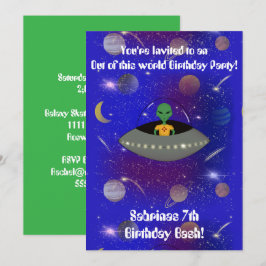宇宙船に乗ったエイリアンがニューメキシコのTシャツを着ている 招待状