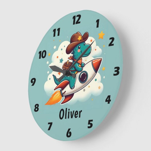 宇宙船に乗るカウボーイ・ディノ ラージ壁時計 (傾斜)