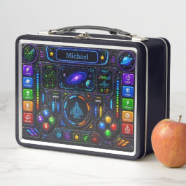 宇宙船のコントロールパネル オーダーメイドネームプレート メタルランチボックス