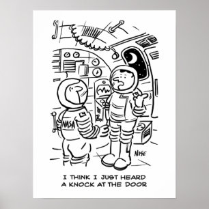 宇宙船のスペースマンがドアをノックするのを聞く ポスター