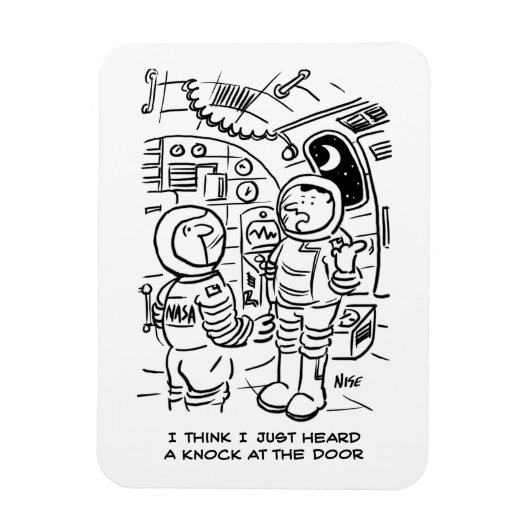 宇宙船のスペースマンがドアをノックするのを聞く マグネット (縦)