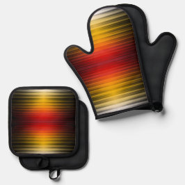 宇宙船の再突入プラズマのフィールドカラーパターンアート 鍋つかみ&鍋敷きセット