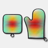 宇宙船の再突入プラズマのフィールドカラー抽象芸術 鍋つかみ&鍋敷きセット (正面)