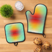 宇宙船の再突入プラズマのフィールドカラー抽象芸術 鍋つかみ&鍋敷きセット (トップダウン)