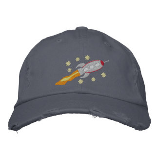 宇宙船の刺繍帽子 刺繍入りキャップ