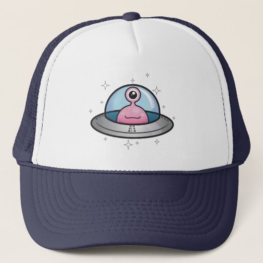 宇宙船の帽子のピンクのエイリアン キャップ (正面)