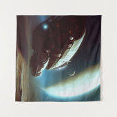 宇宙船を周回するSF タペストリー (正面(横))