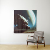 宇宙船を周回するSF タペストリー (インサイチュ)