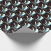 宇宙船を周回するSF ラッピングペーパー (角)