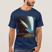 宇宙船を周回するSF Tシャツ (正面)