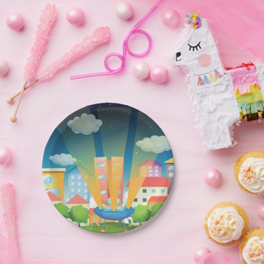 宇宙船インザシティ紙プレート ペーパープレート (パーティー)