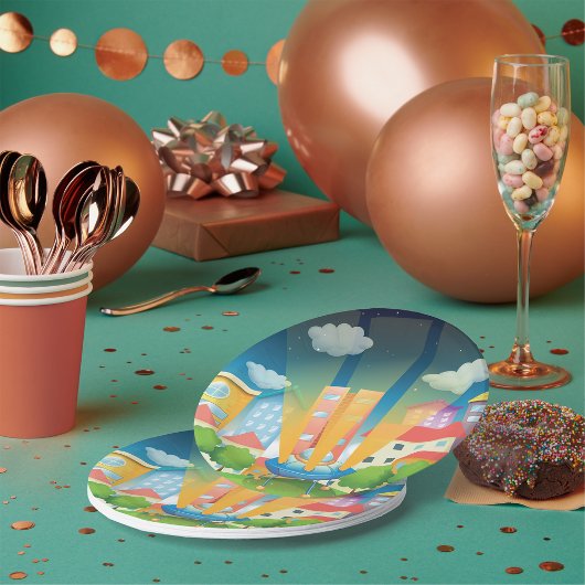 宇宙船インザシティ紙プレート ペーパープレート