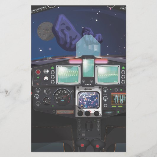 宇宙船コックピット風のイラスト 便箋 (正面)