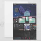 宇宙船コックピット風のイラスト 便箋 (正面/裏面)