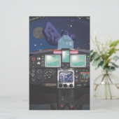 宇宙船コックピット風のイラスト 便箋 (スタンド正面)
